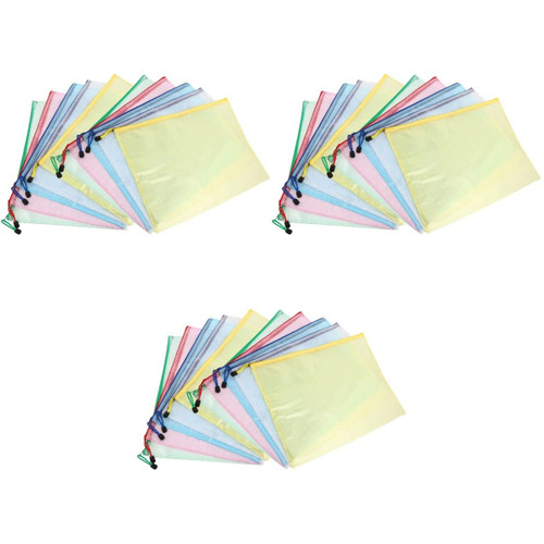STOBOK 30 Pcs Grid File Bag A Zipper File Bags PVC Document Bags Plastic Folders Waterproof Zipper Pouches Portable Document Holder A3 File Folders File Holder School Office File Bag A4