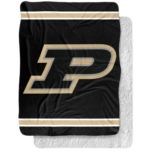 Purdue University Blanket, 50"x60" Primary Logo, Silky Touch Sherpa Back Super Soft Throw Blanket