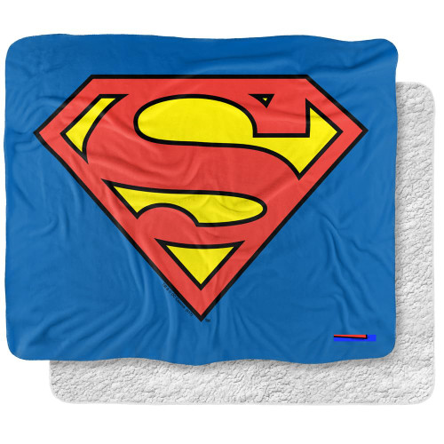 Superman Blanket, 50"x60", Classic Logo Silky Touch Sherpa Back Super Soft Throw Blanket