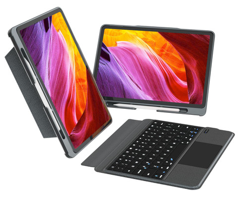 Omikamo iPad pro 11 inch Keyboard Case with Trackpad, ipad Keyboard case for iPad Air 5/4 10.9 inch, iPad Pro 4/3/2/1 11 inch, Detachable Keyboard,Souppt Dual Device Connection