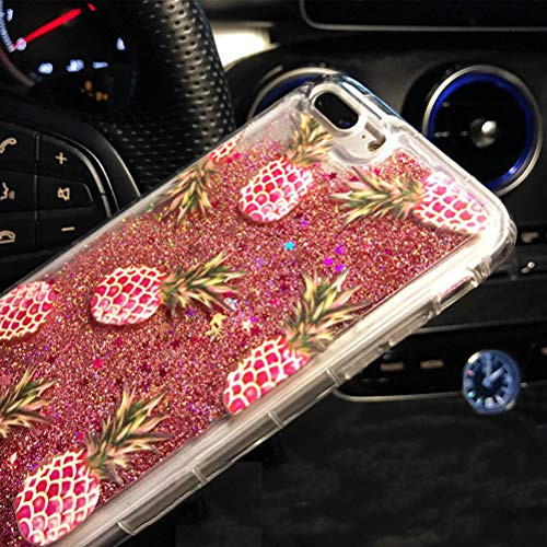 iPhone 7 Plus Case, iPhone 8 Plus Case,Ebetterr Pineapple Glitter Bling Liquid Case for Girls Women, Creative Flowing Liquid Floating Soft TPU Bumper Hard Clear Case Cover for iPhone 7 Plus / 8 Plus