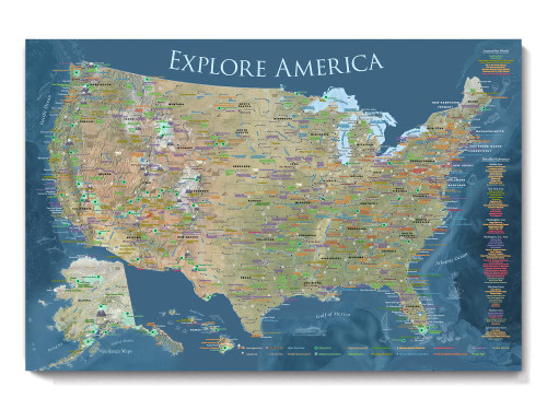 National Parks Map Poster - USA Travel Destinations Poster 30x20 inches