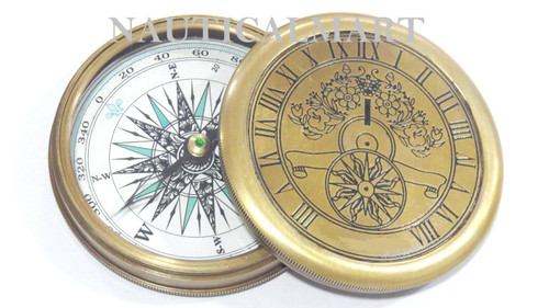 NauticalMart 3" Brass Poem Compass - Robert Frost Poem