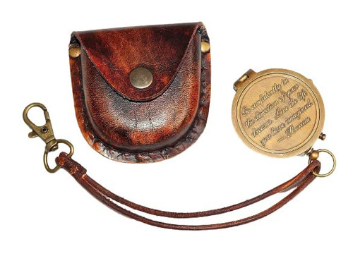 Vintage Reproduction Brass Antique Compass for Outdoor, Hiking, Camping Maritime Vintage Brass Flat Engraved Compass with Leather case Direction Finder Pocket Compass ( Vintage Reproduction Brass Antique Compass for Outdoor, Hiking, Camping Maritime Vintage Brass Flat Engraved Compass with Leather case Direction Finder Pocket Compass (