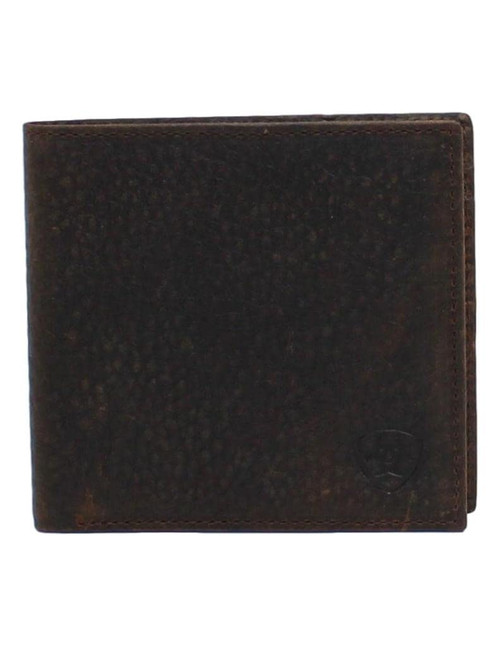 Ariat Rowdy Shield Leather Logo Brown Bifold Wallet