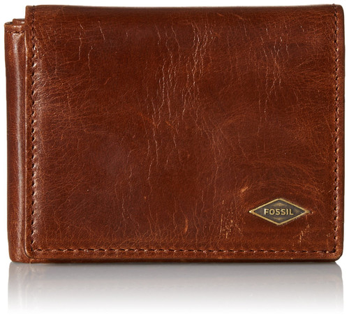 Fossil Men's Ryan Leather RFID-Blocking Execufold Trifold Wallet, Dark Brown, (Model: ML3733201)