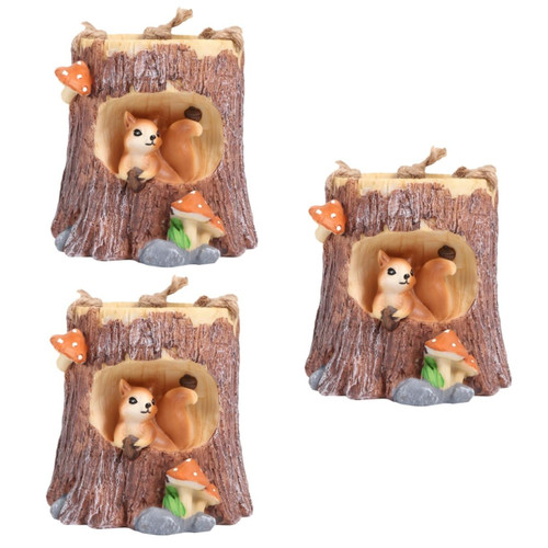 Happyyami 3pcs Tree Stump Flower Pot Animal Succulent Planter Resin Flower Pot Planter Pots for Indoor Plants Flower Pots for Indoor Plants Succulent Pots Air Plant Flower Cute Bonsai