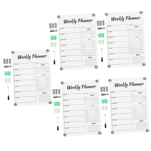 5 Sets Message Writing Board Weekly Schedule Whiteboard Weekly Planner Board Whiteboard Message Board Dry Wall White Board for Fridge Write Board Acrylic Student Memorandum Wedding