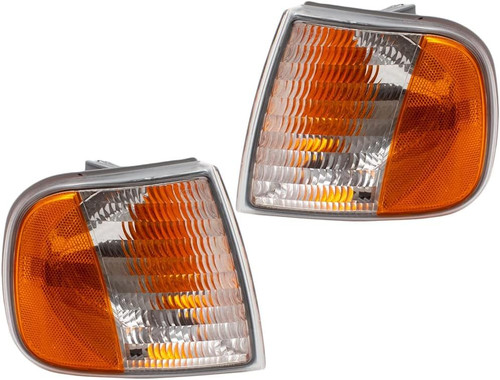 I-MATCH AUTO PARTS: Set of 2 Front LH and RH Parking Signal Marker Light Lens and Housing, Clear Amber/For 1997-2002 Ford Expedition, 1997-2003 Lightduty F75Z13201AC F75Z13200AC FO2550118 FO2551118