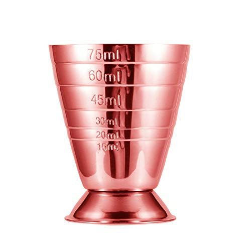 BarSoul Copper Stainless Steel Measuring Cup Bar Jigger with 3 Measurments Up to 2.5oz,5Tbsp,75ml