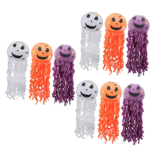 OSALADI 9 Pcs Lantern Pendant Vintage Ornaments Pumkin Decorating Outdoor Lantern Halloween Jack o Lantern Hanging Lanterns Halloween Pumpkin Paper Lantern Halloween Party Decor
