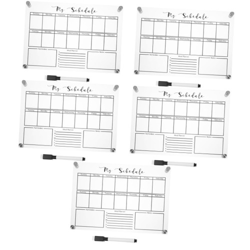 Tofficu 5 Sets Weekly Planner Board Magnetic Weekly Planner Mini Freezer Magnetic Refrigerator Chalkboard Small Dry Erase Board Magnetic Weekly Calendar Menu Board Acrylic Office Desktop
