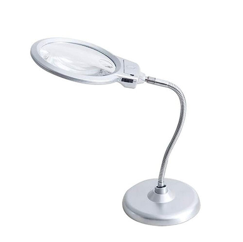 KNOXC Magnifiers, Large Magnifying Glass Stand, 2X 5X Desktop Magnifier with 2 Led Jumbo Lens, Hands Free Magnifying with Light for Hobby, Crafts, Inspection, Reading