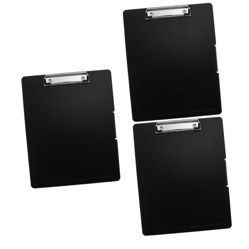 EXCEART 3pcs Job Board Plastic File Folder Office File Folders Black Folder Clipboard Writing Board File Board Document File Folder Document Storage Holder Plastic File Clip A4