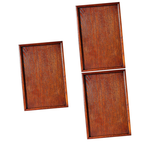 BESTOYARD 3pcs Wooden Plate Tray Serving Platter Cheese Rectangular Party Plates Wood Modern Serving Tray Dresser Tray Bread Serving Plates Steak Dishes Snack Plate Salad Dessert Appetizer