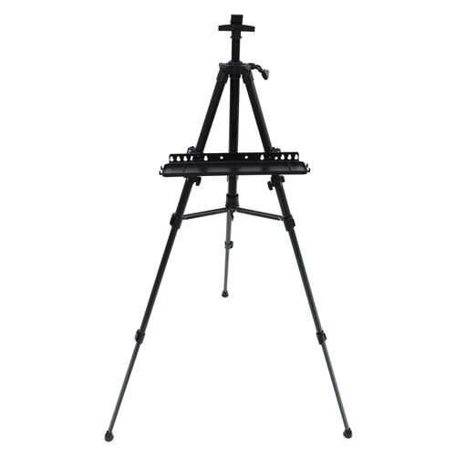 Painting Easel Aluminum Metal Art Easel Stand: Black Artist Easel Painting and Displaying Artist Tripod with Tray Adjustable Height Display Easel Tabletop Easel