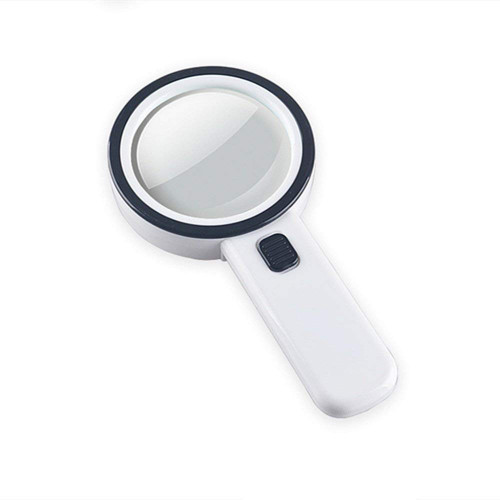 LAJUU Magnifying Glasses,Led Magnifying Glass with 12 Lights Handheld Portable Magnifier 30X High Magnification 100Mm Optical Hd Lens Old Man Kids Reading Map Identification Coinss Rocks, White