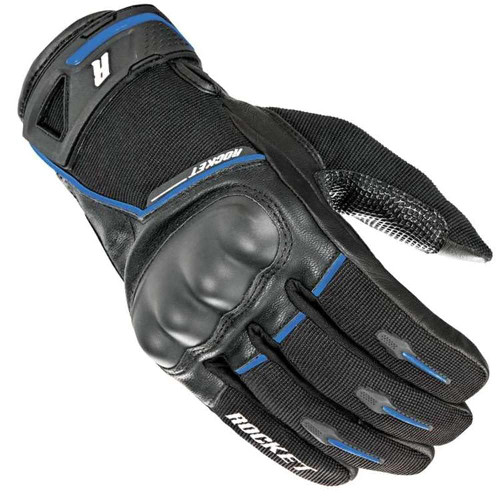 Joe Rocket Supermoto Mens On-Road Motorcycle Leather Gloves - Black/Blue/Medium