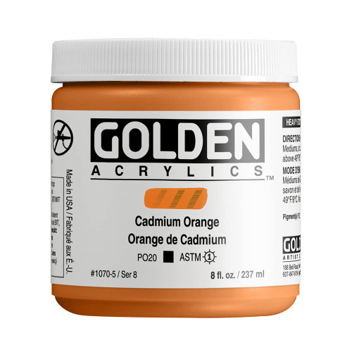Golden Heavy Body Acrylic - C.P. Cadmium Orange 8oz jar
