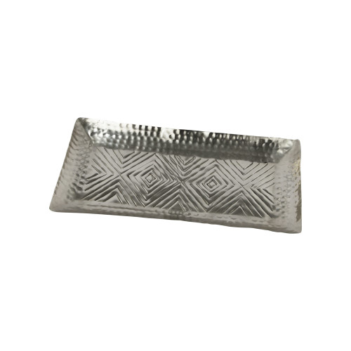 Creative Co-Op Aluminum Geometric Design, Antique Silver Finish Decorative Tray