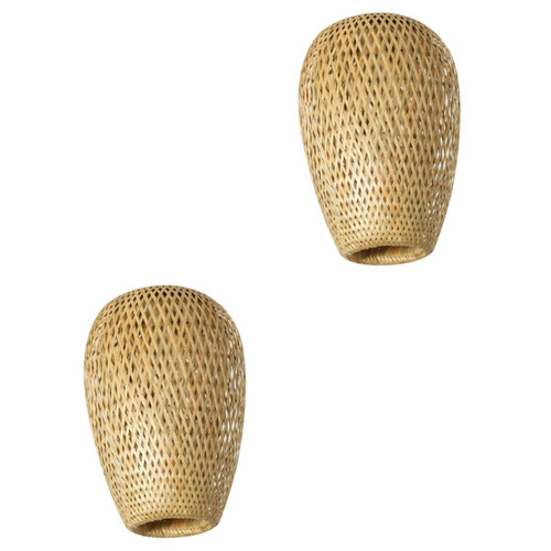 Veemoon 2pcs Bamboo Lampshade Bamboo Pendant Lamp Ceiling Lights Cover Lamp Shade Replacement Rattan Lamp Shade Cover Replacement Lampshade Manual Bamboo Weaving Chandelier Shade