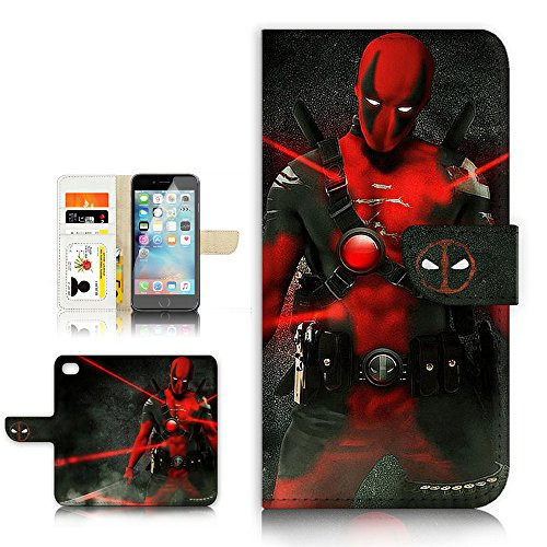 (For iPhone 6 Plus / iPhone 6S Plus ) Flip Wallet Style Case Cover, Shock Protection Design with Screen Protector - B31004 Super Hero Deadpool