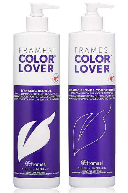 Framesi Color Lover Dynamic Blonde Purple Shampoo and Conditioner Set, 16.9 fl oz Framesi Color Lover Dynamic Blonde Purple Shampoo and Conditioner Set, 16.9 fl oz