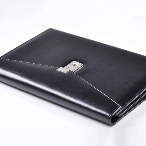 File Folders A4 Document File Folder with Lock Password Briefcase Organzier Executive Cabinet PU Leather Office Manager Bag Folder Organizer