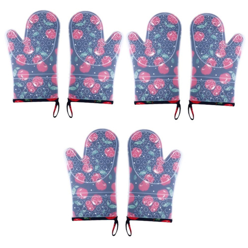 NOLITOY 6 Pcs Oven Mitts Cooking Mitt Microwave Oven Glove Christmas Microwave Gloves Grilling Mitts Pot Holder Grill Gloves Kitchen Mitt Set Outer Silicone