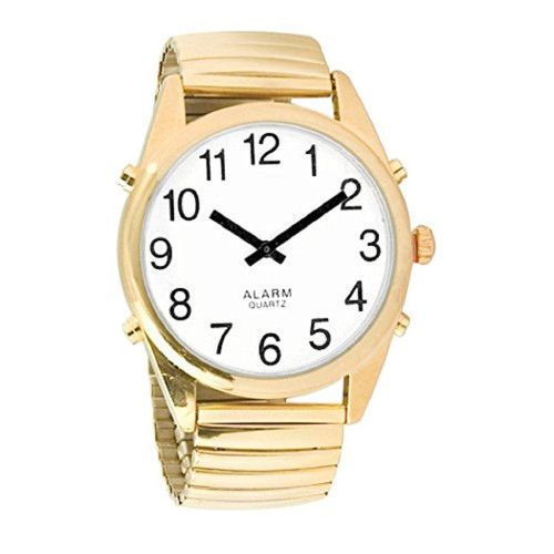 Reizen Gold-Tone Talking Extra-Large Face Watch - Exp Band - Unisex