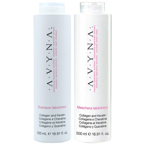 Avyna Shampoo & Conditioner (Maschera) Set for Damaged Hair with Hyaluronic Acid 16.91 Oz