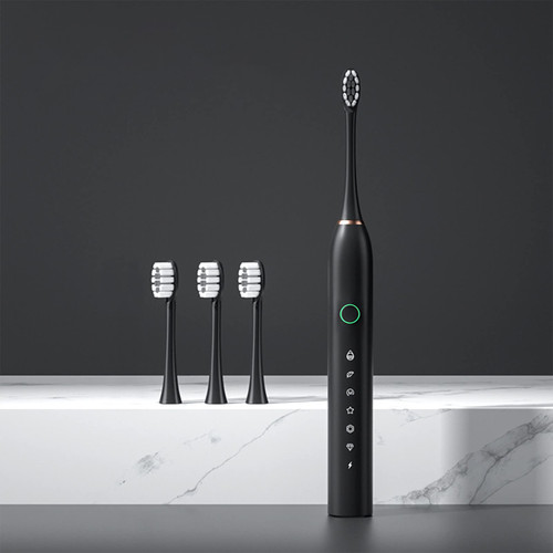 VKEKIEO Electric Toothbrush for Adults, Rechargeable Power Electric ToothBrushes, Toothbrush with 6 Modes, 4 Brush Heads, Smart Timers (Black)