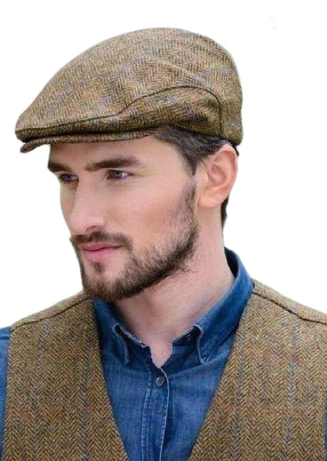 Men's Irish Trinity Flat Cap Driving Cap Made in Ireland (Col 92, Large)