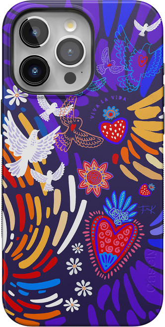 Casely iPhone 15 Pro Case | Viva La Vida | Frida Kahlo Collage Floral | Bold Case | Compatible with MagSafe and Action Button