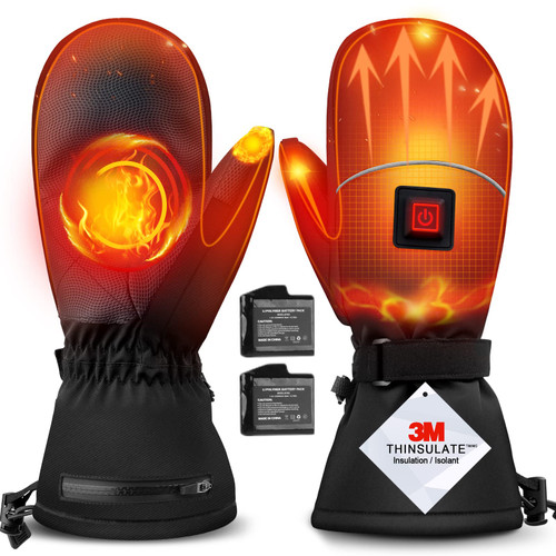 XTSZX Heated Mittens Gloves Men Women,Rechargeable 7.4V 2500mAh Electric Battery Heated Gloves, Waterproof Ski Gloves, Thermal Touchscreen Gloves for Skiing Skating Hiking Snow Motorcycle