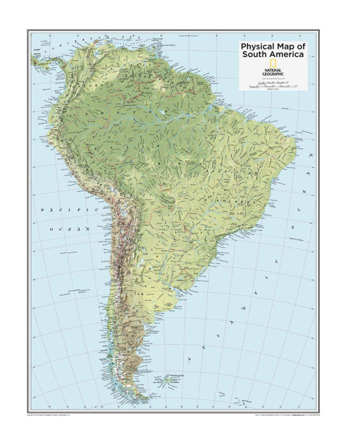 National Geographic: South America Physical Wall Map - 22 x 28 inches - Laminated