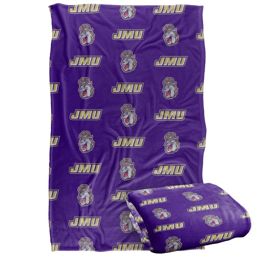 James Madison University Dukes Blanket, 50"x60", Logo Pattern, Silky Touch Super Soft Throw
