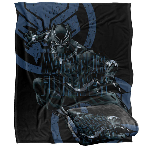 Marvel Black Panther Blanket, 50"x60", Wakanda Forever Blue, Silky Touch Super Soft Throw Blanket