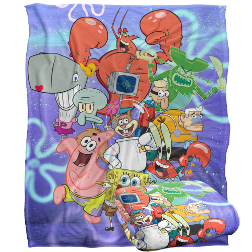 Spongebob Blanket, 50"x60" Spongebob Character Group Silky Touch Super Soft Throw Blanket