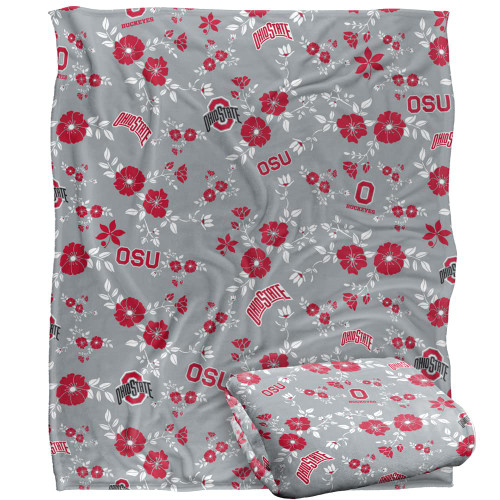 The Ohio State University Blanket, 50"x60" Floral Gray Pattern Silky Touch Super Soft Throw Blanket