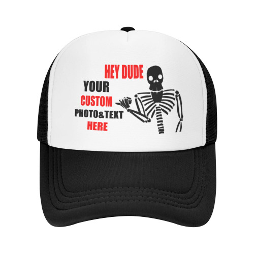 Custom Baseball Hats for Men Women Personalized Design Your Own Photo Text Logo Adjustable Snapback Trucker Hat, Black