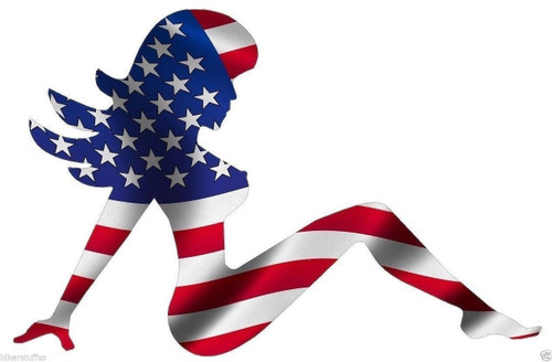BIKERSTUFFUS Mudflap Girl American USA Flag Sticker Laptop Sticker Toolbox Sticker Hard HAT Sticker Helmet Sticker Window Sticker