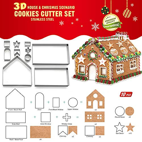 Forvel 3D Christmas Gingerbread House Cookie Cutters Festive Xmas Biscuit Pastry Fondant Cake Decorating Mold Set Forvel 3D Christmas Gingerbread House Cookie Cutters Festive Xmas Biscuit Pastry Fondant Cake Decorating Mold Set