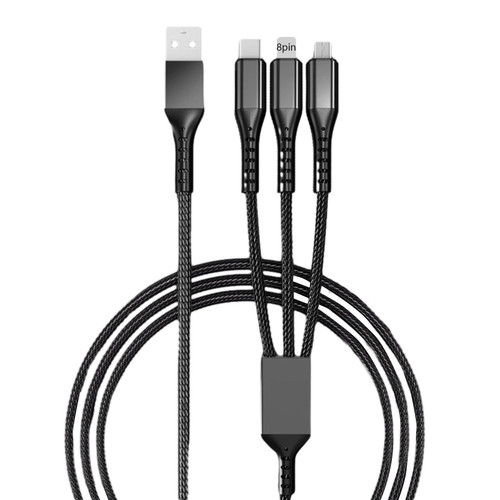 4ft USB C Cable Fast Charging 3 in 1 Universal Stable Micro USB Charging Cable Long USB to USB C Cable, USB C Data Transfer Cable USB Charger Cable for Android/Apple/Type-C Black 1