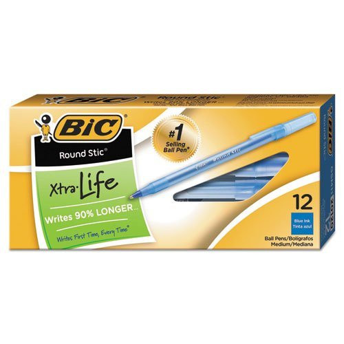 Bic Corporation Round Stic Ballpoint Pen, Med. Point Blue Ink