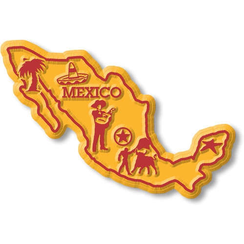 Mexico Small Map Magnet by Classic Magnets, Collectible Souvenirs Made in The USA