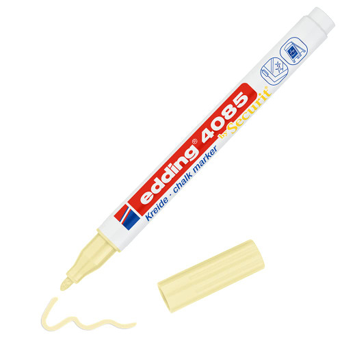 edding 4085 chalk marker - pastel-yellow - 1 chalk pen - round nib 1-2 mm - fine-nib wet wipe pen for chalkboards, windows,glass,mirrors - liquid chalk marker pens for opaque coverage