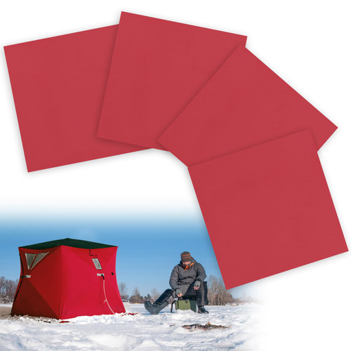 Bigmeta Ice Shelter Patch Kit, 12x12in Cold Resistant & Durable Tent Repair Patch, 4 Pcs Red Ice Shelter Accessories for Camping Tent Awning Canopy-Not Include Glue