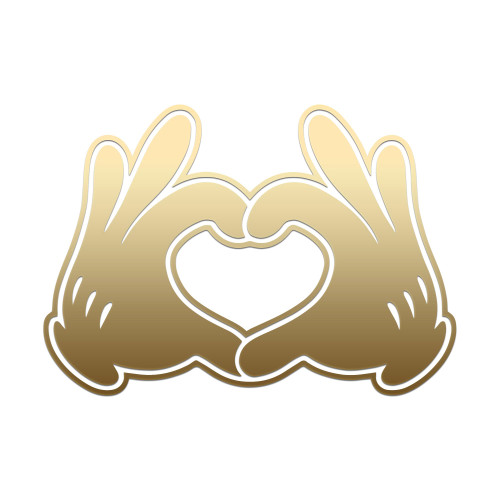 Cartoon Gloves Heart Sticker Vinyl Decal Notebook Car Laptop 5.5" x 3.5" (Gold)