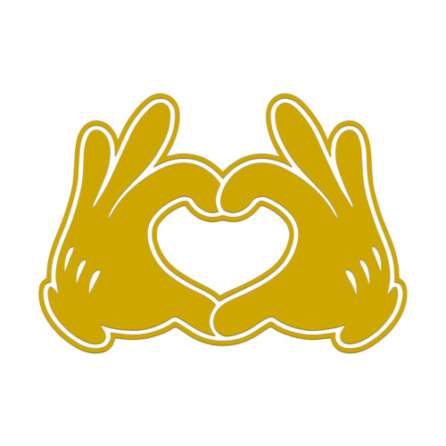 Cartoon Gloves Heart Sticker Vinyl Decal Notebook Car Laptop 5.5" x 3.5" (Yellow)